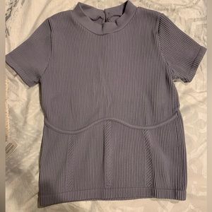 Purple Stretchy Scuba Short Sleeve